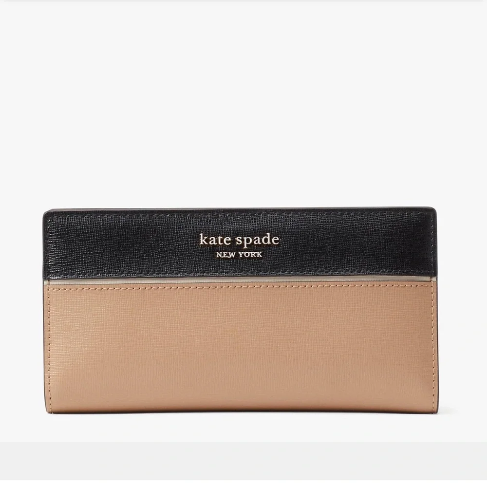 Kate Spade Morgan Colorblocked Slim Bifold Wallet  Cafe Mocha  NWT